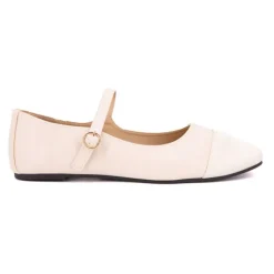 BURTON OF LONDON Ballerines à brides bi matiere kinda Femme BEIGE Hot