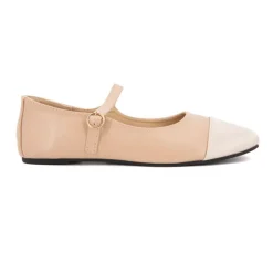 BURTON OF LONDON Ballerines à brides bi matiere kinda Femme MARRON CLAIR New