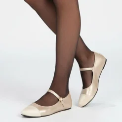 BURTON OF LONDON Ballerines à brides bi matiere kinda Femme OR Clearance