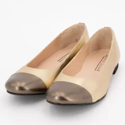 XAVIER DANAUD Ballerines couleur platine embout bronze Femme OR New