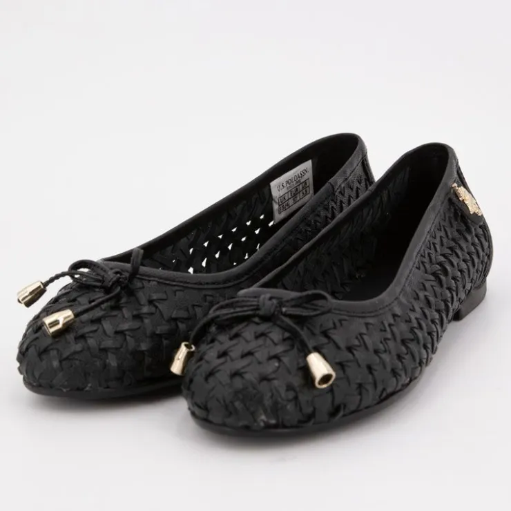 US POLO Ballerines julia tissées logo écusson relief Femme NOIR Best