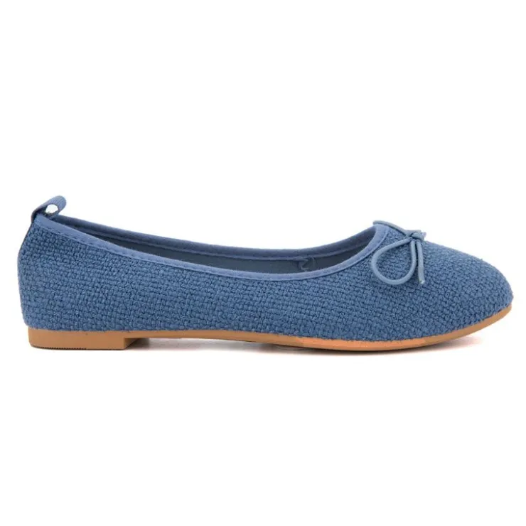 MANOUKIAN Ballerines tissu apolina effet crochet avec noeud Femme BLEU Sale
