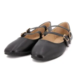 BURTON OF LONDON Ballerines zayanita double brides avec boucles Femme NOIR New