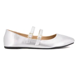 BURTON OF LONDON Ballerines zayanita double brides avec boucles Femme ARGENT Sale