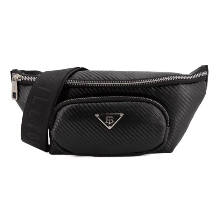 BILL TORNADE Banane texturé poche zippée argentée 30x13x14cm Mixte NOIR Outlet