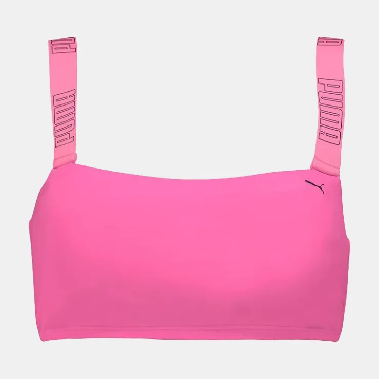 PUMA Bandeau haut de maillo fluo pink avec logo noir Femme ROSE Sale