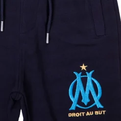 OM Bas de jogging coton gris chiné logo brodé Enfant BLEU FONCE