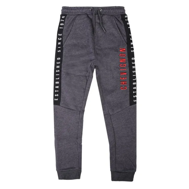 CHEVIGNON Bas de jogging inscription côté brodée coton mélangé Enfant GRIS FONCE