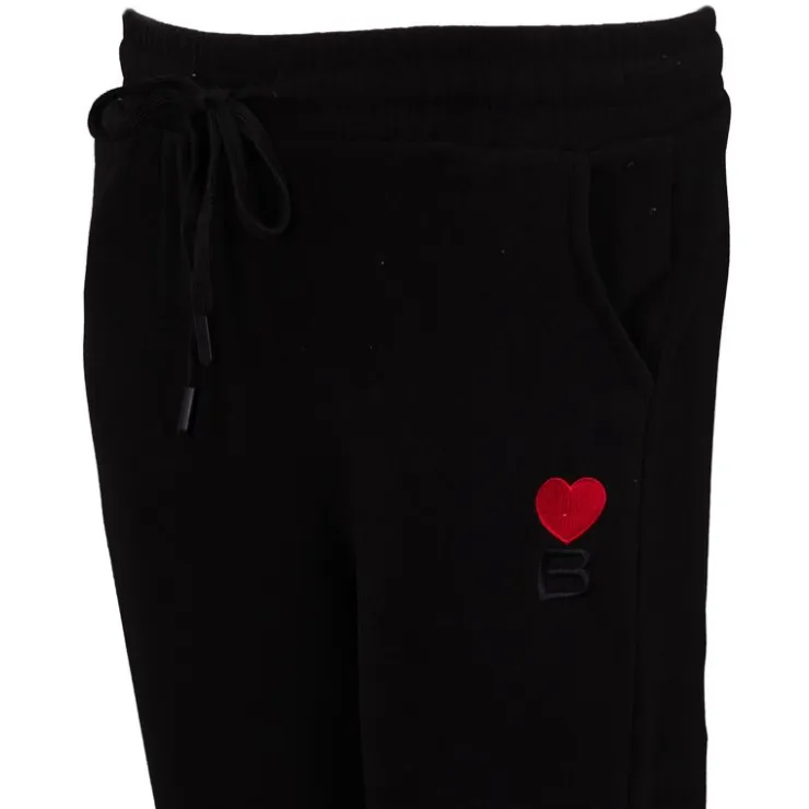 BURTON OF LONDON Bas de jogging nany coeur brodé rouge Femme NOIR