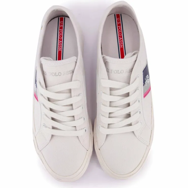 US POLO Basket mare w004w / db t35 au 40 Femme BLANC New