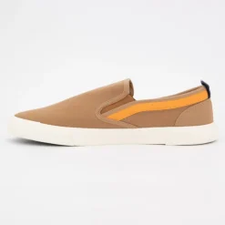 US POLO Baskets à enfiler tissu uni semelle blanche Homme MARRON Outlet