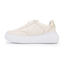 US POLO Baskets à lacets blancs semelle épaisse blanche Femme BEIGE Clearance
