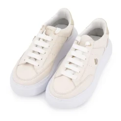 US POLO Baskets à lacets blancs semelle épaisse blanche Femme BEIGE Clearance