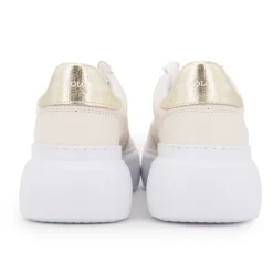 US POLO Baskets à lacets blancs semelle épaisse blanche Femme BEIGE Clearance