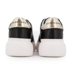 US POLO Baskets à lacets blancs semelle épaisse blanche Femme NOIR