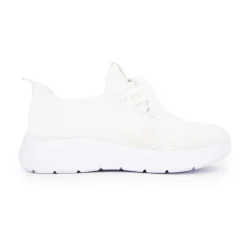 KELARA Baskets à lacets en tissu semelle épaisse he Femme BLANC Clearance