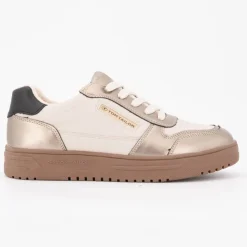 TOM TAILOR Baskets à lacets semelle gomme platine Femme BEIGE