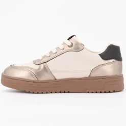 TOM TAILOR Baskets à lacets semelle gomme platine Femme BEIGE