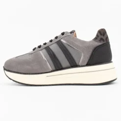 KEYS Baskets à lacets silvia cuir semelle compensée imprimé léopard Femme GRIS Best