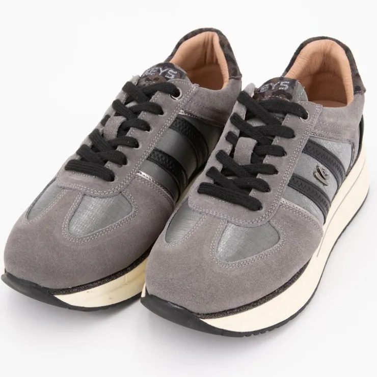 KEYS Baskets à lacets silvia cuir semelle compensée imprimé léopard Femme GRIS Best
