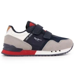 PEPE JEANS Baskets à scratch london nut brown suédine Enfant BLEU FONCE Discount