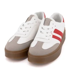 BURTON OF LONDON Baskets à semelle gomme sterna double bandes Femme BLANC Online