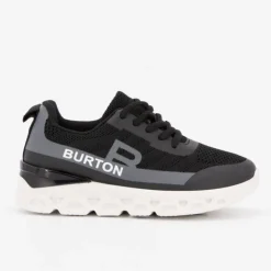 BURTON OF LONDON Baskets arcade à lacets avec semelle épaisse Enfant NOIR Clearance