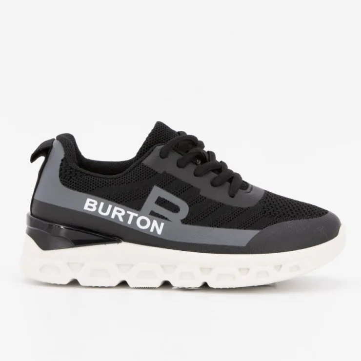 BURTON OF LONDON Baskets arcade à lacets avec semelle épaisse Enfant NOIR Clearance