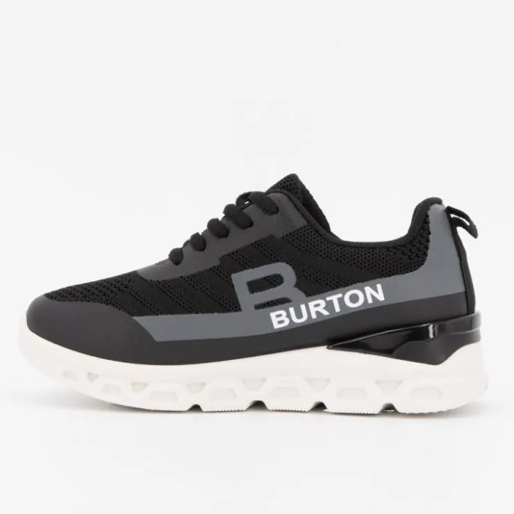 BURTON OF LONDON Baskets arcade à lacets avec semelle épaisse Enfant NOIR Clearance
