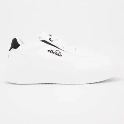 ELLESSE Baskets avec lacets semelle épaisse logo imprimé bleu marine Homme BLANC Clearance