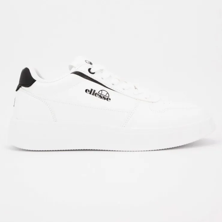 ELLESSE Baskets avec lacets semelle épaisse logo imprimé bleu marine Homme BLANC Clearance