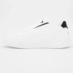 ELLESSE Baskets avec lacets semelle épaisse logo imprimé bleu marine Homme BLANC Clearance