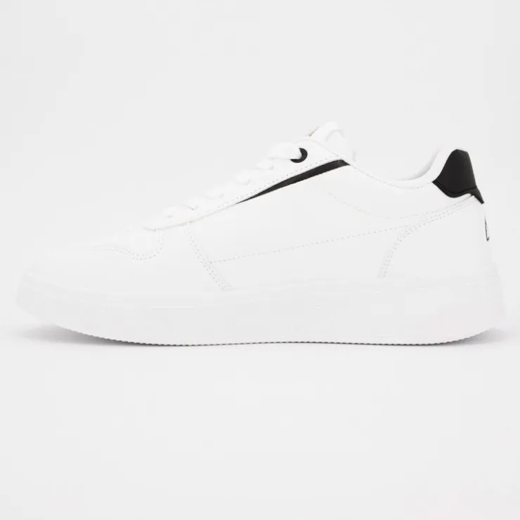 ELLESSE Baskets avec lacets semelle épaisse logo imprimé bleu marine Homme BLANC Clearance