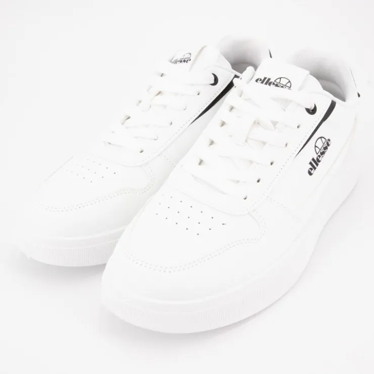 ELLESSE Baskets avec lacets semelle épaisse logo imprimé bleu marine Homme BLANC Clearance