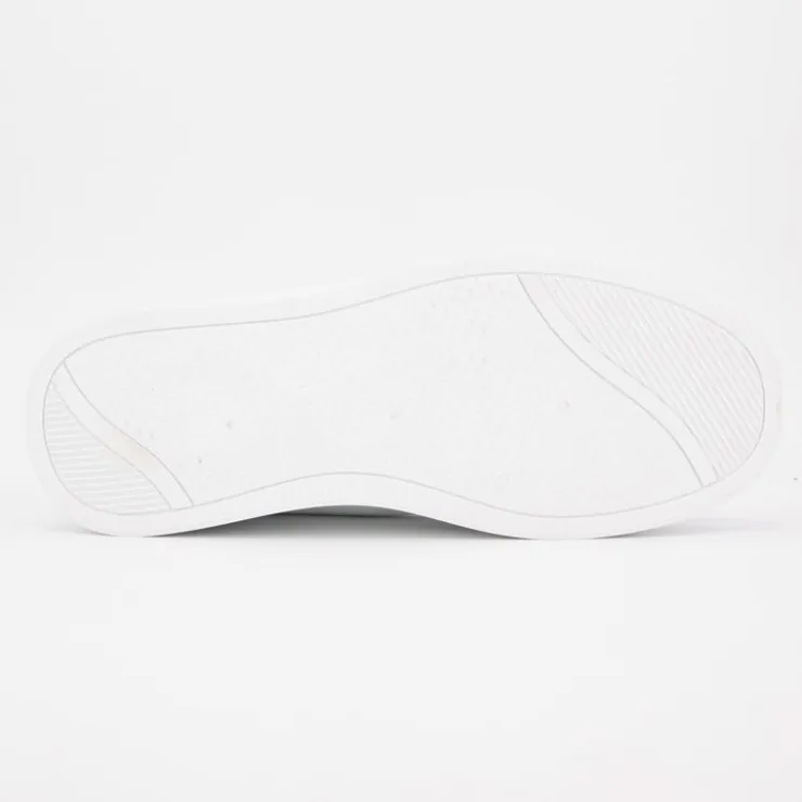 ELLESSE Baskets avec lacets semelle épaisse logo imprimé bleu marine Homme BLANC Clearance