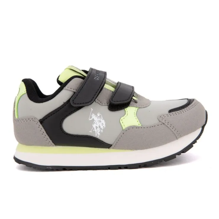 US POLO Baskets avec scratch imprimé logo Enfant GRIS Sale