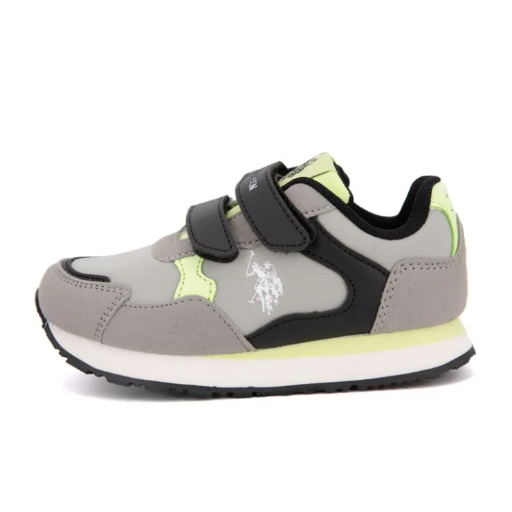 US POLO Baskets avec scratch imprimé logo Enfant GRIS Sale