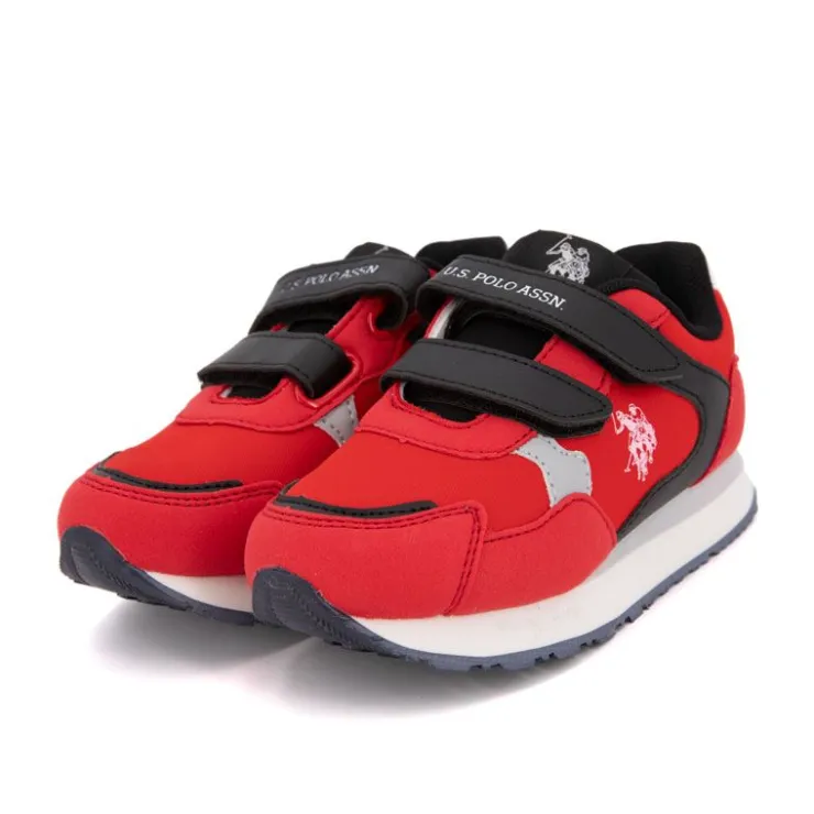 US POLO Baskets avec scratch imprimé logo Enfant ROUGE New
