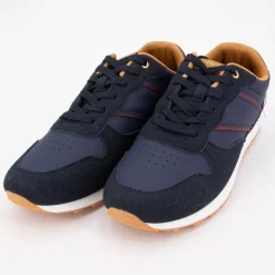 ELLESSE Baskets basses à lacets bi matière effet daim et similicuir lisse Homme BLEU FONCE New