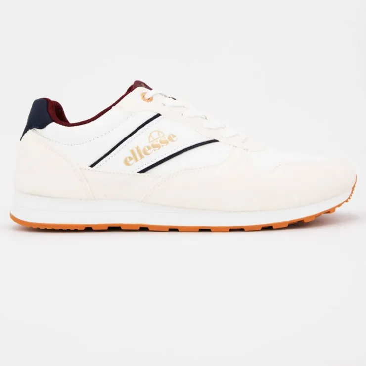 ELLESSE Baskets basses à lacets bi matière effet daim et similicuir lisse Homme BLANC
