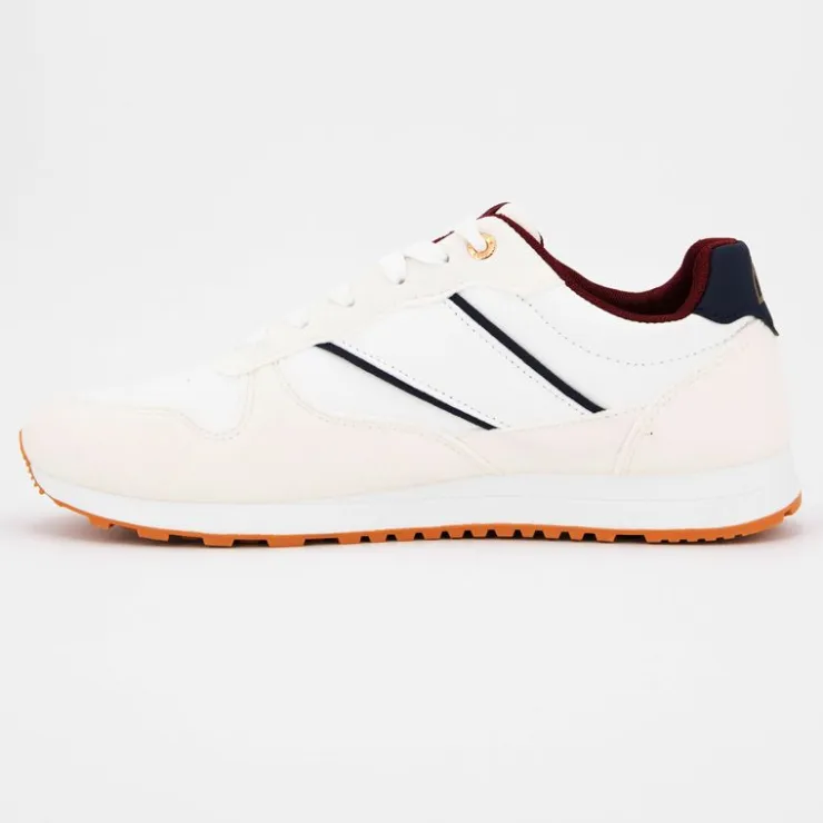 ELLESSE Baskets basses à lacets bi matière effet daim et similicuir lisse Homme BLANC
