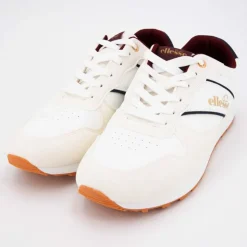 ELLESSE Baskets basses à lacets bi matière effet daim et similicuir lisse Homme BLANC