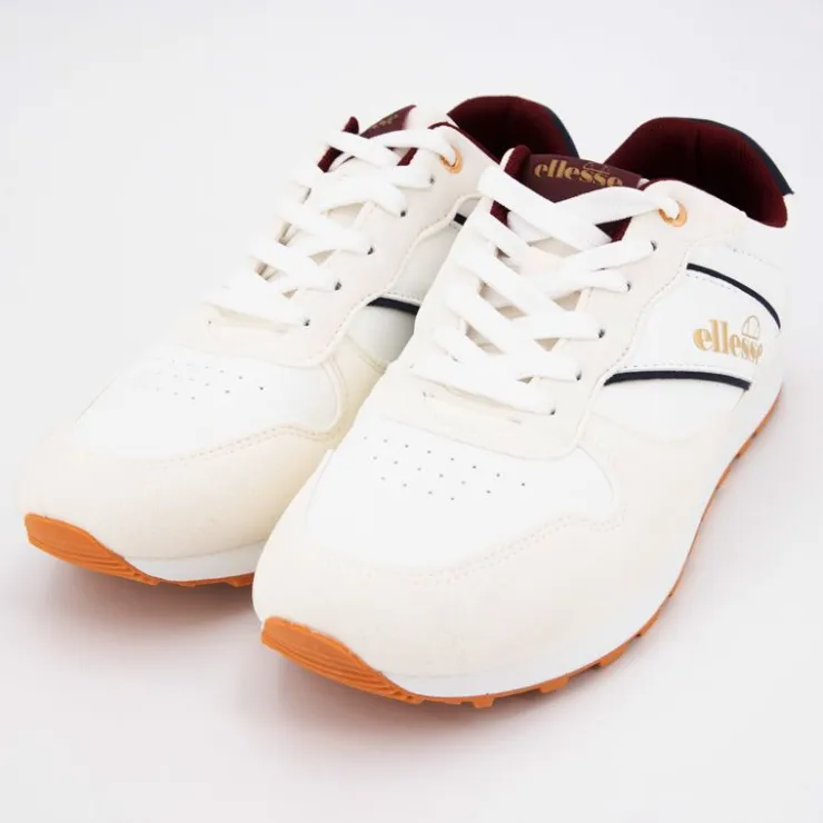 ELLESSE Baskets basses à lacets bi matière effet daim et similicuir lisse Homme BLANC