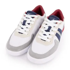 US POLO Baskets basses bleu rouge à lacets Homme BLANC