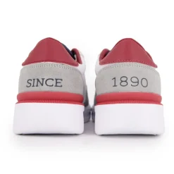 US POLO Baskets basses bleu rouge à lacets Homme BLANC