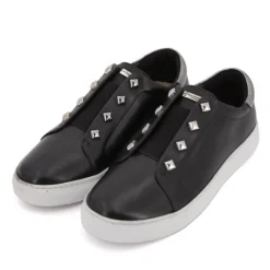 LES TROPEZIENNES PAR M.BELARBI Baskets basses cuir lisse Linda blanc Femme NOIR New