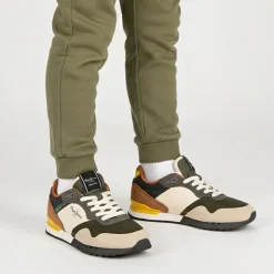 PEPE JEANS Baskets basses London park avec lacets semelle colorée Enfant BEIGE Best