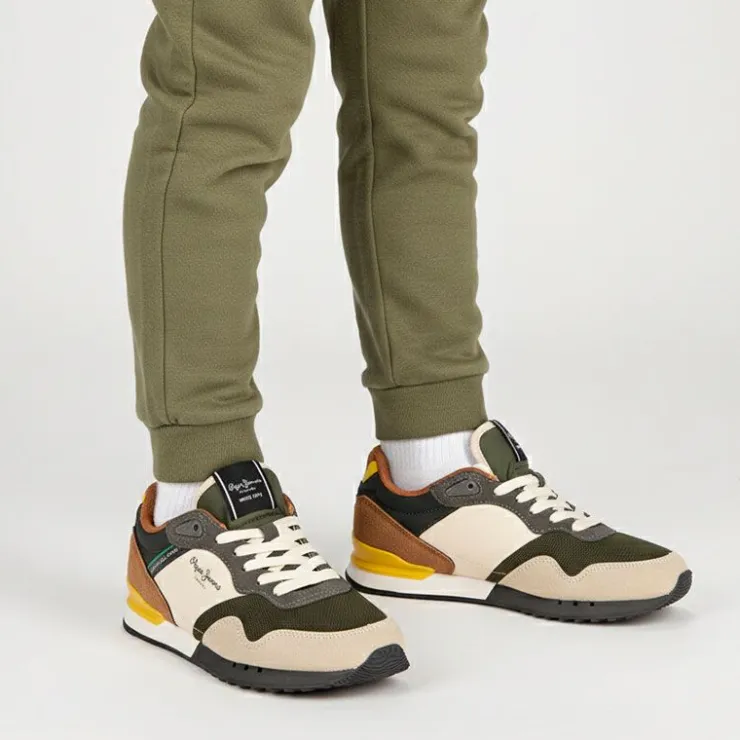 PEPE JEANS Baskets basses London park avec lacets semelle colorée Enfant BEIGE Best