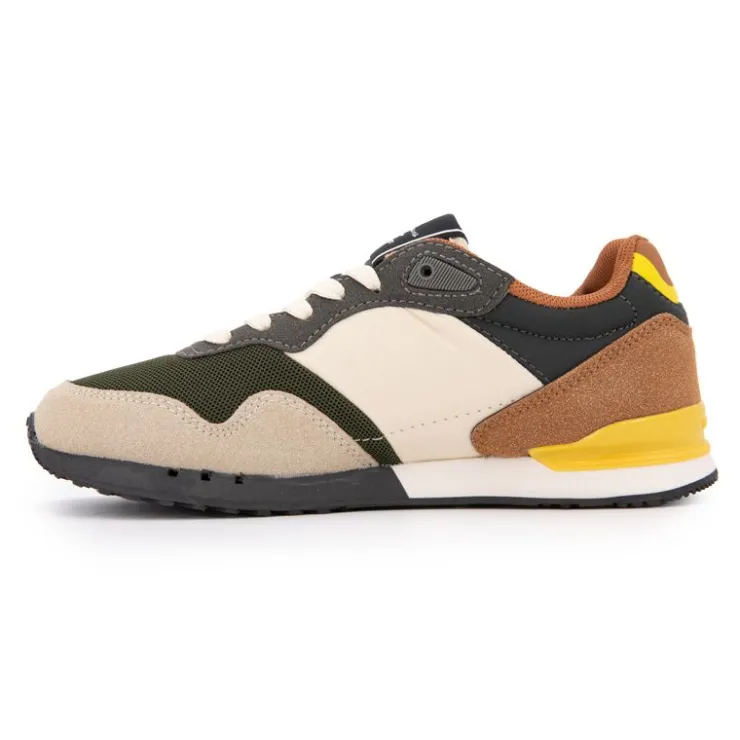 PEPE JEANS Baskets basses London park avec lacets semelle colorée Enfant BEIGE Best