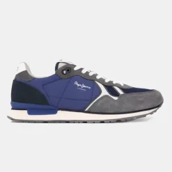 PEPE JEANS Baskets basses suédine mud bro à lacets Homme BLEU FONCE Sale
